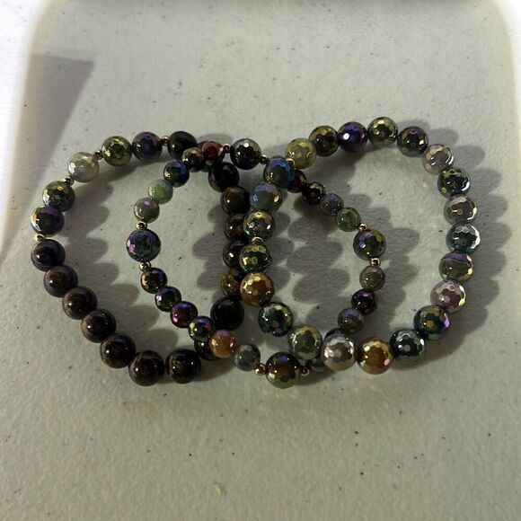 Dee Berkley Set of (3) 6mm Mystic Coated Marine Agate with 8mm Multi-Colored Aga - Picture 11 of 12